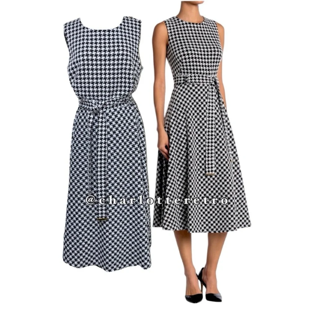 NWT Calvin Klein Houndstooth Ponte Knit Dress